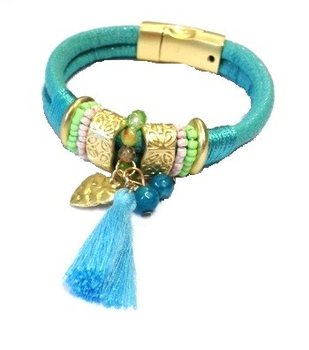 สร้อยข้อมือสไตล์อิบิซา สีเทอร์ควอยซ์ (1 ชิ้น)