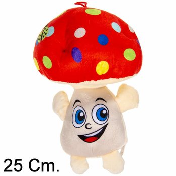 ตุ๊กตาเห็ดผ้าพลัชขนาดใหญ่มีหน้ายิ้ม - 25 ซม. - คละสี (6 ชิ้น)