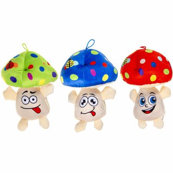 ตุ๊กตาเห็ดผ้าพลัชขนาดใหญ่มีหน้ายิ้ม - 25 ซม. - คละสี (6 ชิ้น)
