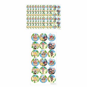 สติกเกอร์แฟนซี ลายโจรสลัด - 18 ดวงต่อแผ่น (แพ็ค 10 แผ่น) - FUN STICKERS