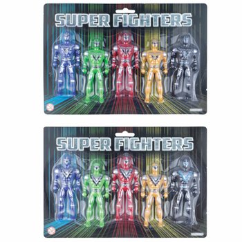 SUPER FIGHTERS - ชุดหุ่นฟิกเกอร์ 5 ตัวบนการ์ด (6 ชิ้น)