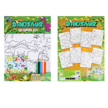 ชุดระบายสีขนาดใหญ่ - ลาย: ไดโนเสาร์ - ขนาด 22x30x1 ซม. (12 ชุด)