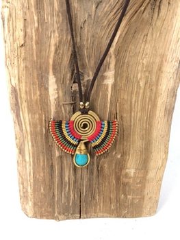 สร้อยคอ HANDMADE ORIGINALS ประดับหินบลูสโตน สีแดง/น้ำตาล (1 ชิ้น)