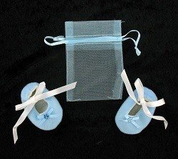 รองเท้าเด็กจิ๋วสำหรับตกแต่งพร้อมถุงของขวัญ - สีฟ้า (12 คู่)