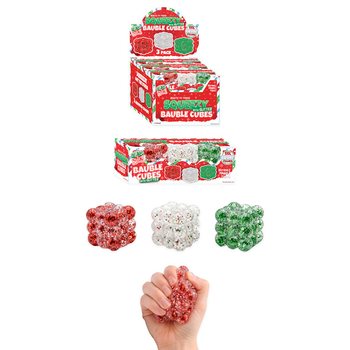 SQUEEZY GLITTER BAUBLE CUBES - บอลบีบกากเพชรทรงลูกบาศก์ - เซ็ต 3 ชิ้น - ไส้ SUGAR - ในดิสเพลย์ (6 เซ็ต)