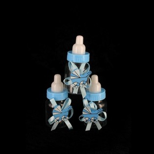 ขวดนมสำหรับตกแต่งสีน้ำเงินพร้อมรถเข็นเด็ก (12 ชิ้น)