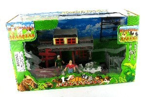 ชุดของเล่นฟาร์ม พร้อมบ้านสไตล์คาวบอยตะวันตกและสัตว์เลี้ยง