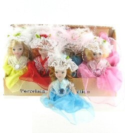 ตุ๊กตากระเบื้องพอร์ซเลนขนาดเล็กพร้อมพวงกุญแจ - แบบ 3 (12 ชิ้น)