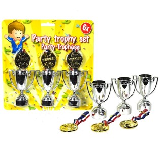 เซ็ตถ้วยรางวัลและเหรียญรางวัล 6 ชิ้นบนการ์ด (10 ชุด)