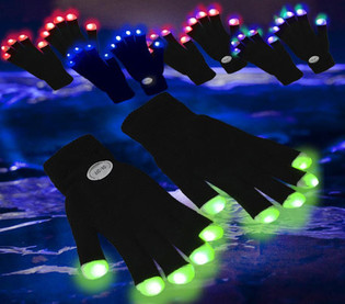 ถุงมือ LED / ถุงมือเรืองแสงเรฟ (12 ชิ้น)