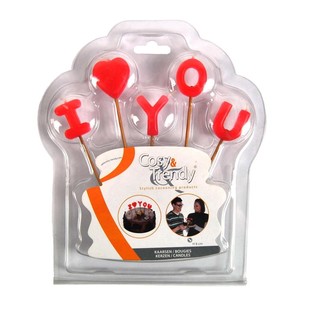 เทียน I LOVE YOU บนการ์ดบลิสเตอร์ (12 ชิ้น)