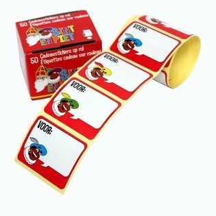 สติกเกอร์ของขวัญ SINTERKLAAS 50 ดวงต่อม้วน (แพ็ค 10 ม้วน)