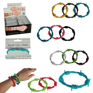 ***ราคาถูกสุดๆ*** กำไลข้อมือซิลิโคนลายลวดหนาม ในกล่องโชว์ (36 ชิ้น)