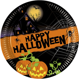 จานใช้แล้วทิ้ง เซ็ต 8 ชิ้น - รุ่น: Happy Halloween (6 ชุด)