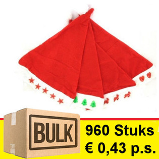 *** ข้อเสนอซื้อยกแพ็ค *** หมวกคริสต์มาสมีไฟ LED คละลาย (960 ชิ้น)