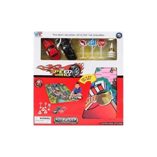 ชุดเซ็ตของเล่นรถเหล็ก DIE CAST พร้อมแผ่นรองเล่น (6 ชิ้น)