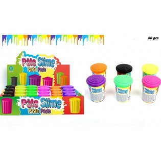 สไลม์หลากสีในถัง (80 กรัม) ในกล่องโชว์ (24 ชิ้น)