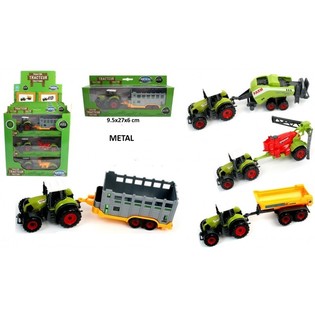 ชุดรถแทรกเตอร์เหล็ก DIE CAST ในดิสเพลย์ (12 ชิ้น)