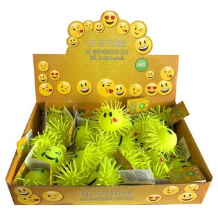 ลูกบอลพัฟเฟอร์หน้ายิ้มมีไฟ ในกล่องโชว์ (12 ชิ้น)