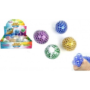 ลูกบอลส퀴시 &ndash; มิกซ์สีกลิตเตอร์ พร้อมกล่องโชว์ (12 ชิ้น)