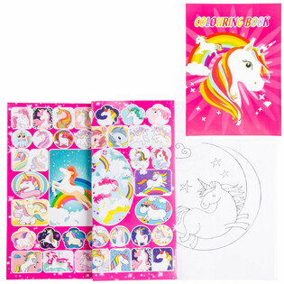 สมุดระบายสีม้ายูนิคอร์น A4 พร้อมสติกเกอร์ (12 เล่ม)