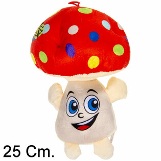ตุ๊กตาเห็ดผ้าพลัชขนาดใหญ่มีหน้ายิ้ม - 25 ซม. - คละสี (6 ชิ้น)
