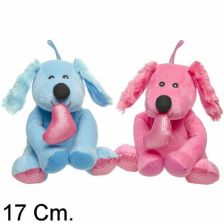 ตุ๊กตาสุนัขถือหัวใจ - 17 ซม. - คละสี (12 ชิ้น)