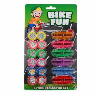 BIKE FUN - ชุดแผ่นสะท้อนแสงติดซี่ลวดจักรยาน 18 ชิ้น พร้อมการ์ดแขวน (1 ชุด)
