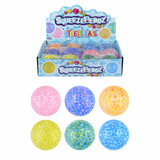 ลูกบอลบีบแก้เครียดใส่ลูกปัด Squeeze Beadz &Oslash;7ซม. ในกล่องโชว์ (12 ชิ้น)