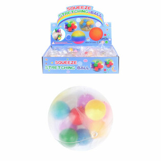 ลูกบอลบีบ Squeeze Bal &Oslash;6 ซม. พร้อมพู่ปอมปอม (กล่องโชว์ 12 ชิ้น)