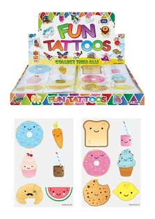 รอยสักแสนสนุก - ลาย: หน้าอาหารยิ้มแย้ม (กล่องโชว์ 48 แพ็ก, แพ็กละ 12 ชิ้น)
