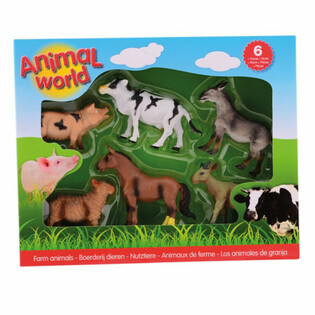 ANIMAL WORLD - ชุดของเล่นโมเดลสัตว์ในฟาร์ม 6 ชิ้น (1 ชุด)
