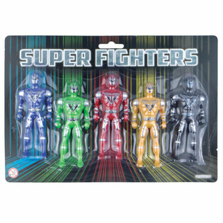 SUPER FIGHTERS - ชุดหุ่นฟิกเกอร์ 5 ตัวบนการ์ด (6 ชิ้น)