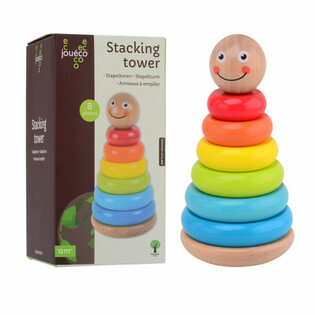 JOUECO - หอคอยไม้สำหรับต่อเรียง - เหมาะสำหรับเด็ก 12 เดือนขึ้นไป (1 ชิ้น)