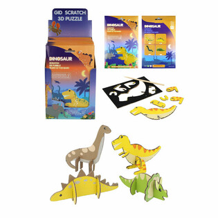 SCRATCH 3D ไดโนเสาร์ พัซเซิล - ดิสเพลย์ (18 ชิ้น)