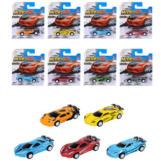 รถสปอร์ตของเล่นแบบดึงถอยหลังแบบแผงการ์ด - คละสี (12 ชิ้น)