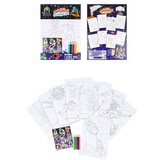 ชุดระบายสีขนาดใหญ่ - ลาย: ซูเปอร์ฮีโร่ - 22x30x1 ซม. (12 ชิ้น)