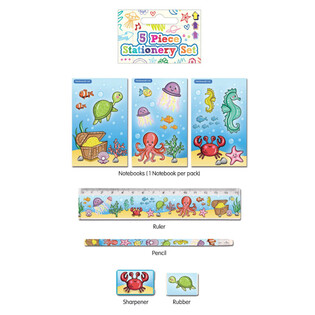 ชุดเครื่องเขียนลายทะเล 5 ชิ้น (24 ชุด)