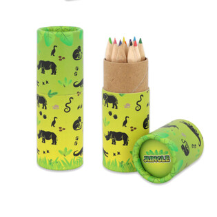 ดินสอสี 12 แท่งในหลอด: ลายสัตว์ป่า - พร้อมกล่องโชว์ (20 ชิ้น)