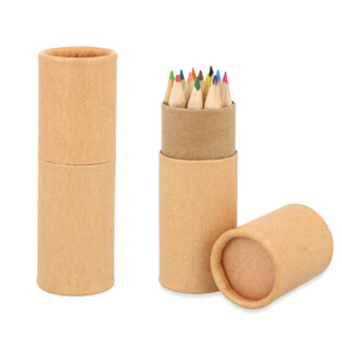 ดินสอสี 12 แท่งในกล่องทรงกระบอก: รุ่น Eco Friendly - พร้อมกล่องโชว์ (20 ชิ้น)