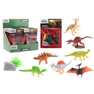 ANIMAL WORLD - ชุดเล่นไดโนเสาร์ 8 ชิ้น - ในกล่องโชว์ (12 ชุด)