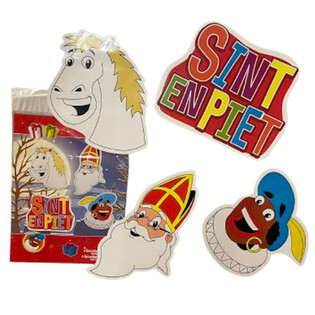 SINTERKLAAS SINT & PIET - เซตป้ายตกแต่งสองด้านซินเตอร์คลาส 4 ชิ้น (6 แพ็ก)
