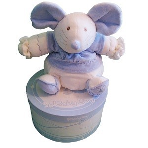 ตุ๊กตาผ้า Baby Bow ในกล่องของขวัญ - รุ่น 15 (หนู, ฟ้า/ขาว)